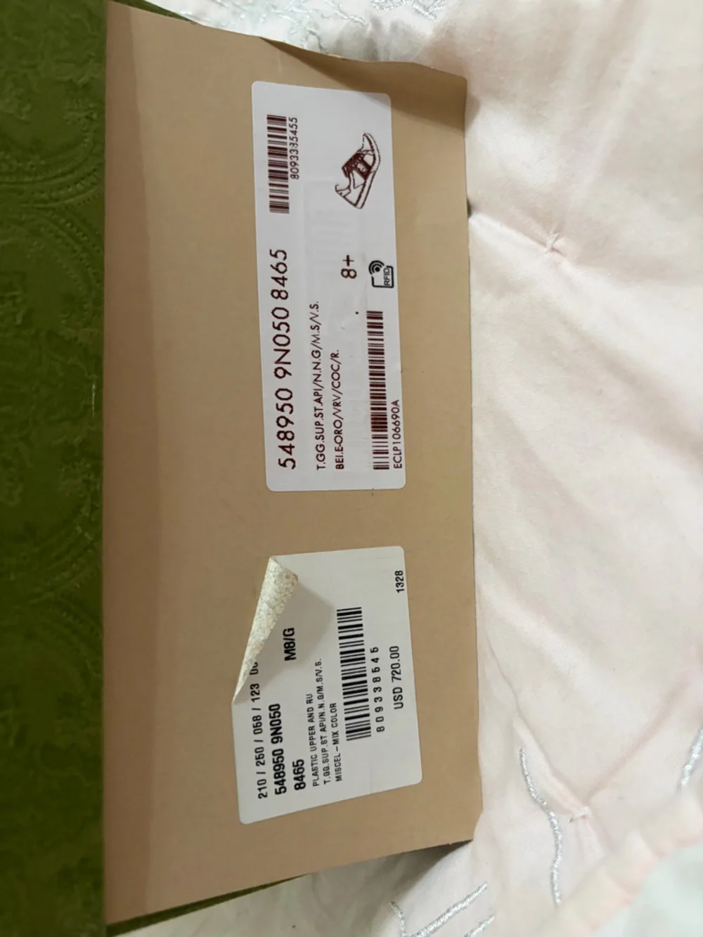 GG Supreme Monogram Bees Ayers Web Ace Sneakers Beige Oro Green Red - Picture 2 of 8